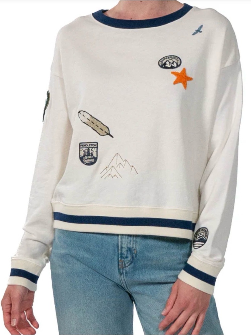 Women’s Pendleton Graphic French Terry Pullover Antique White
